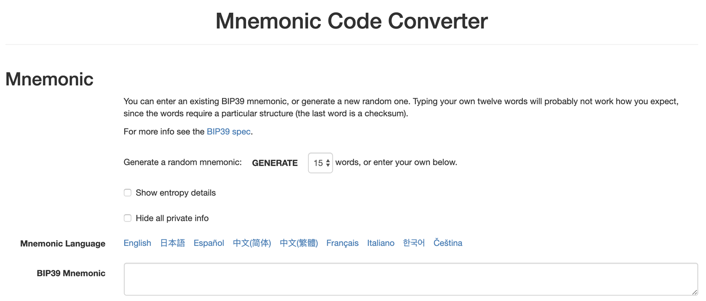 Mnemonic code Converter