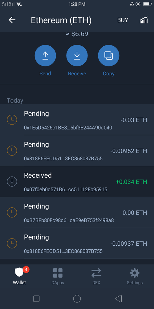 trust wallet pending transaction