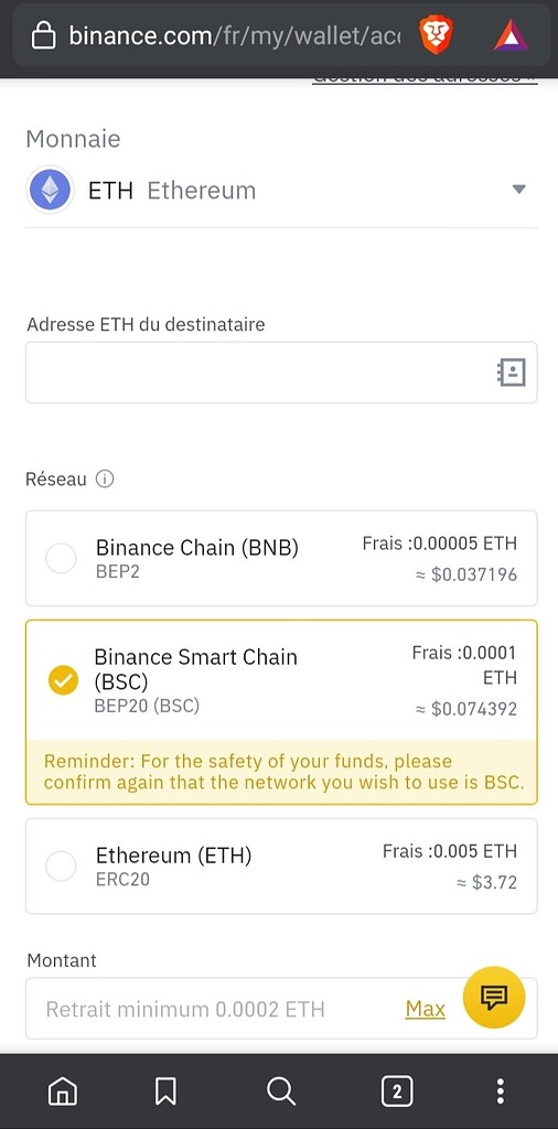 how to transfer ethereum to binance