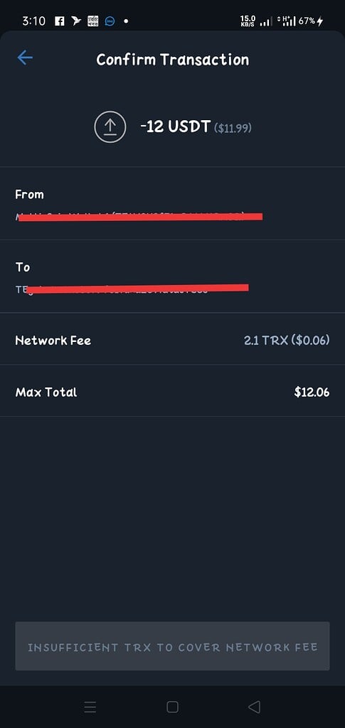 network fee on trust wallet