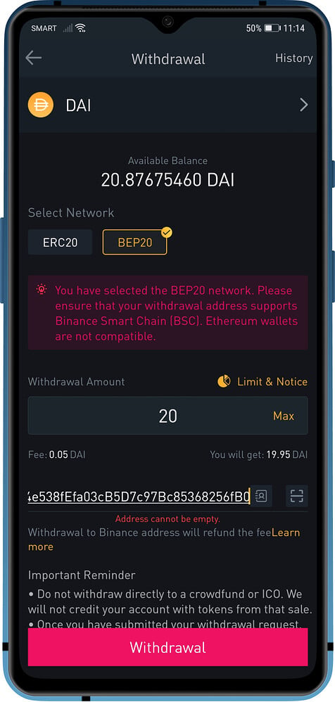 trust wallet erc20 to bep20