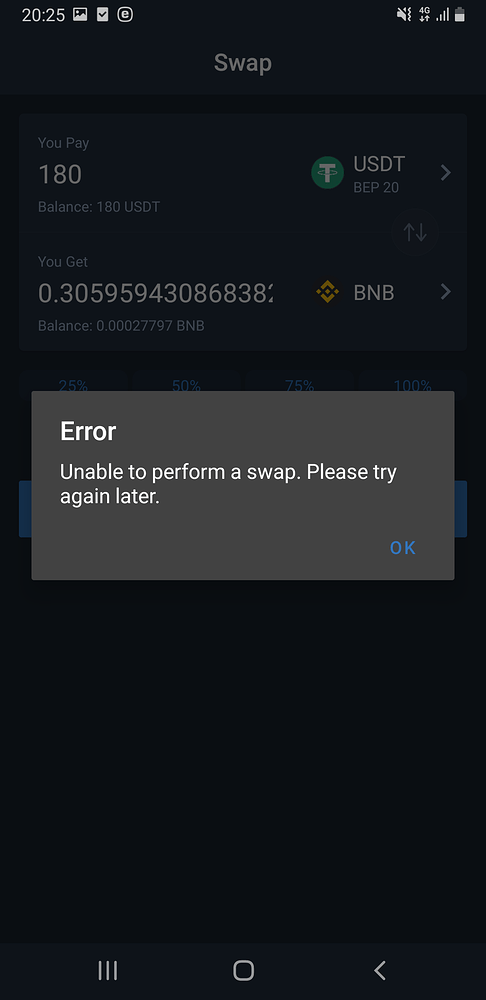 blockchain swap not working