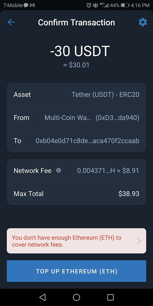 trust wallet transfer fees