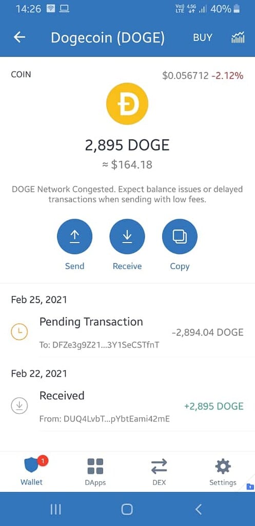 How do you sell doge on trust wallet
