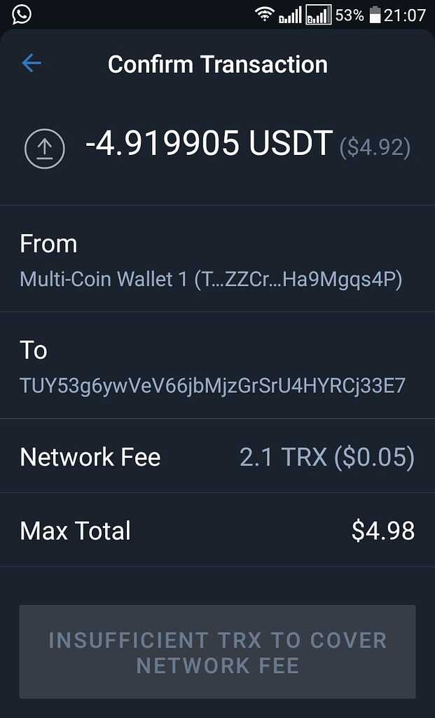 insufficient network fee crypto wallet