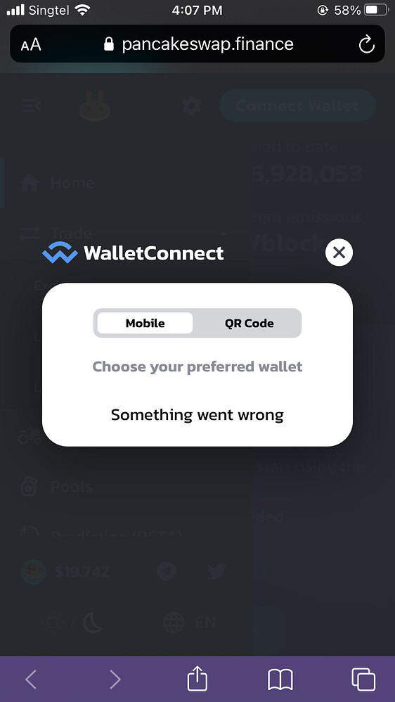 connect pancakeswap to trust wallet ios