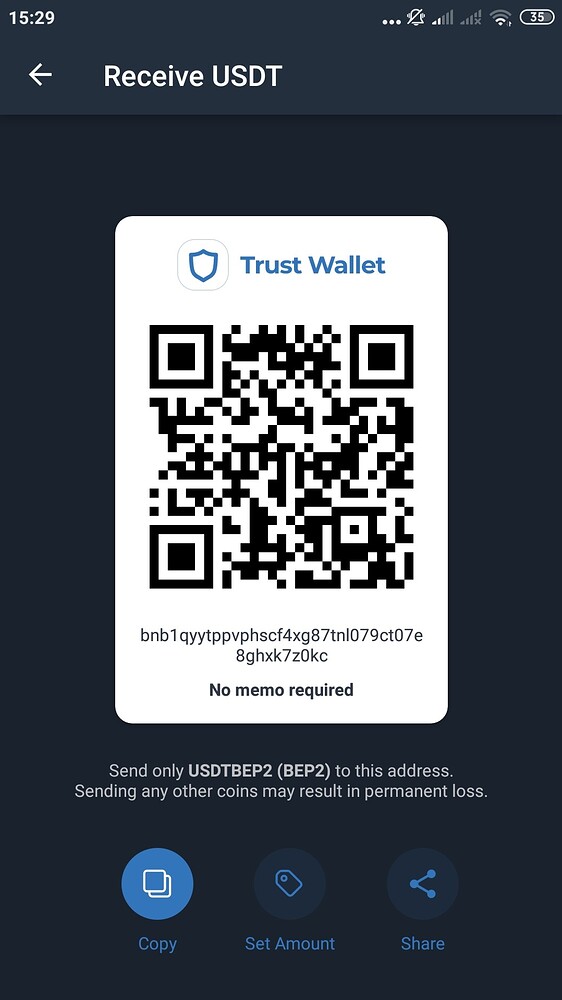 Sent usdt bep2 from binance to trustwallet, but the balance is 0 ...