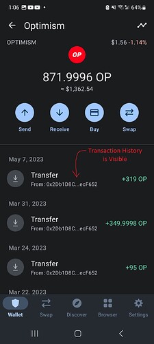 OP Transaction History