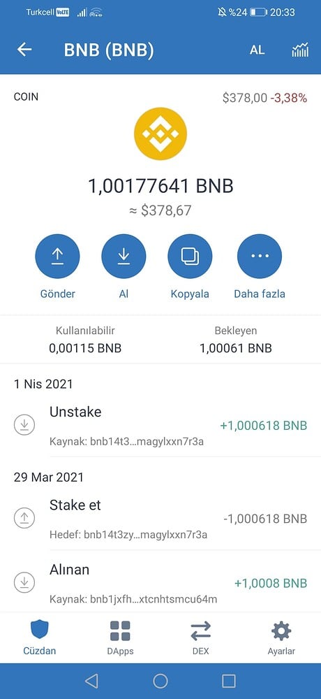 can i send bnb from crypto com to trust wallet