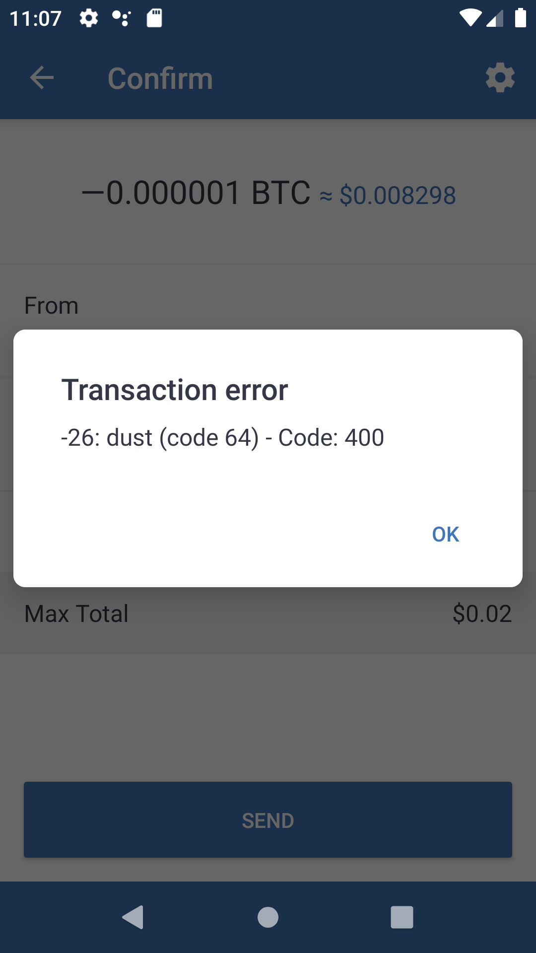 bitcoin failed transaction