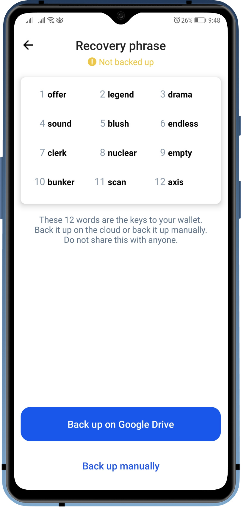 coinbase wallet change recovery phrase
