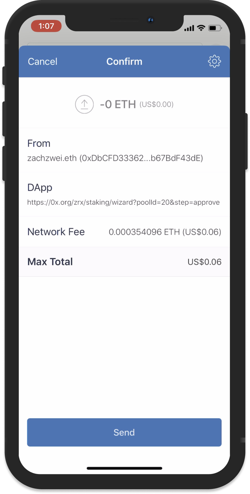 how to send zrx to trust wallet