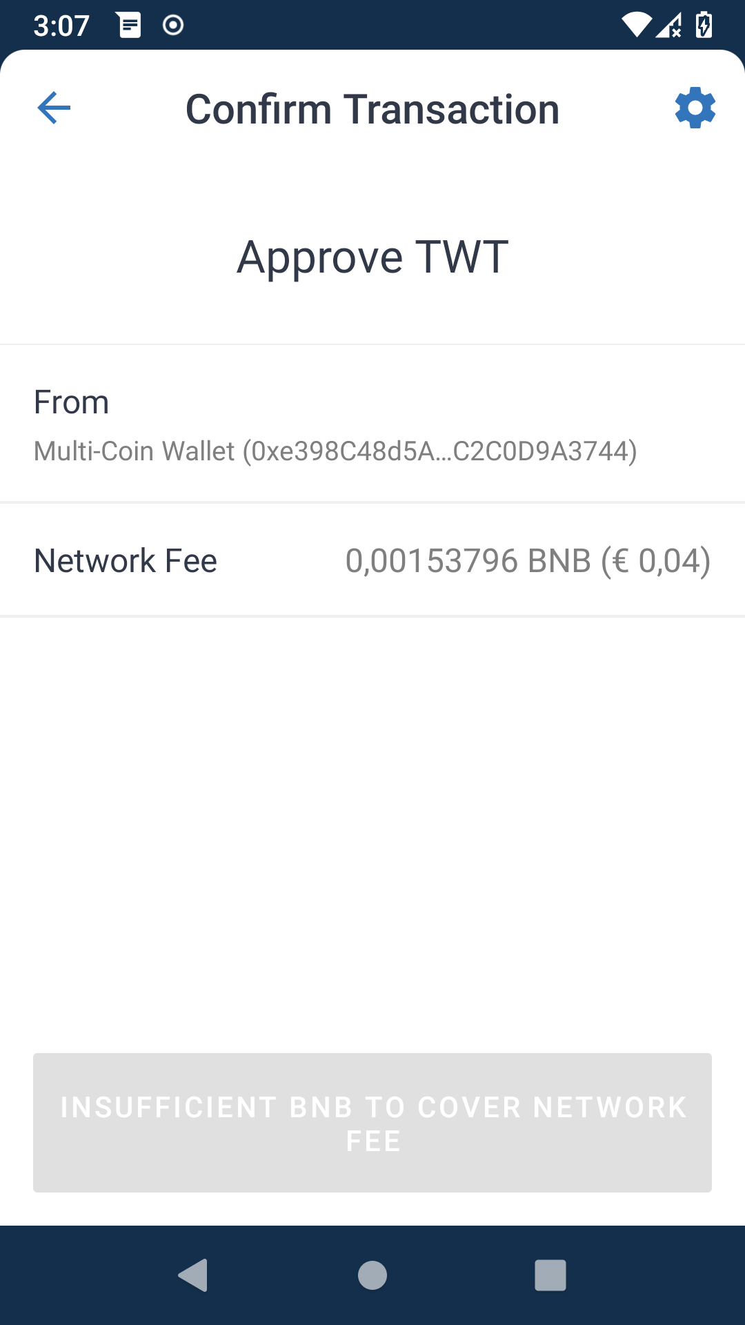 Insufficient BNB to cover network fee (2) - English ...