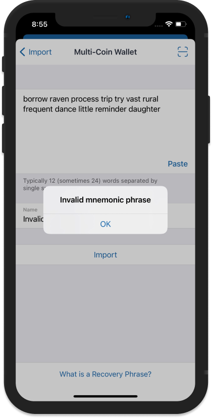 trust wallet invalid mnemonic phrase