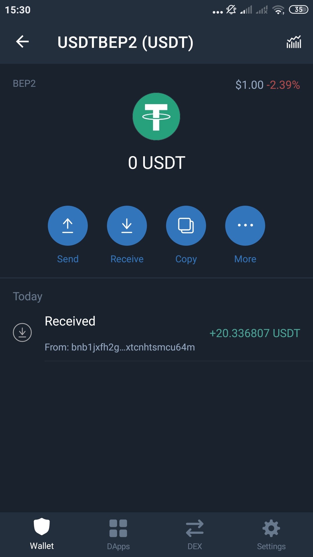 Sent usdt bep2 from binance to trustwallet, but the ...